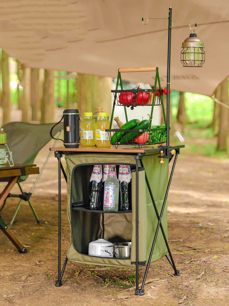 Outdoor Camping Folding Storage Cabinet – Portable Aluminium Alloy Dual-Purpose Camp Table