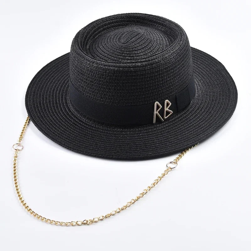 Elegant Ribbon Straw Sun Hat – Women's Beach & Party Hat