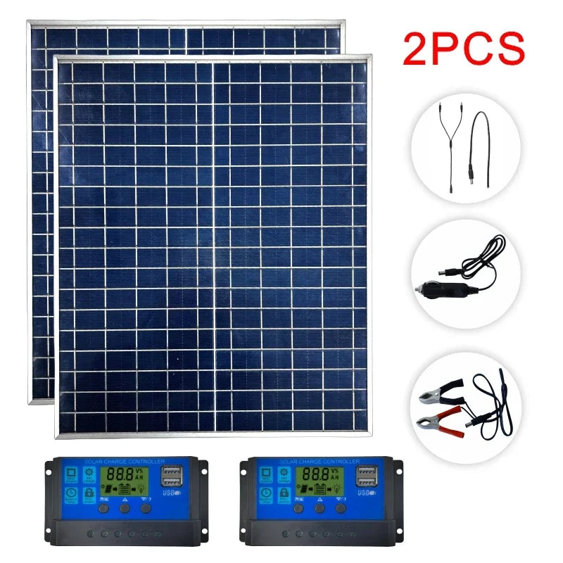 Monocrystalline Solar Panel with Aluminum Frame | 12V Battery Charger for RV, Camping & Off-Grid