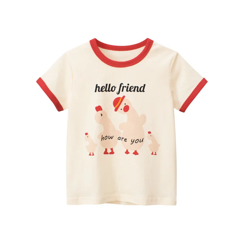 Girls Printed T-Shirt | Short Sleeve Summer Top | Ages 2–8 | Cotton