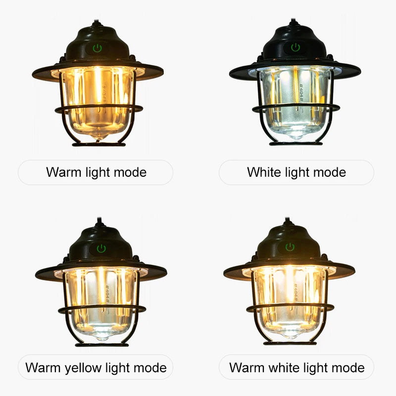 Retro Camping Lantern — Dimmable, Waterproof, 1200mAh | Hanging Tent Lamp for Camping, Hiking & Load Shedding