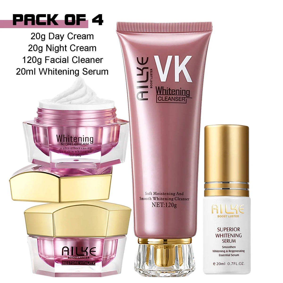 AILKE Hyaluronic Acid Whitening & Anti-Wrinkle Face Cream Set – All Skin Types