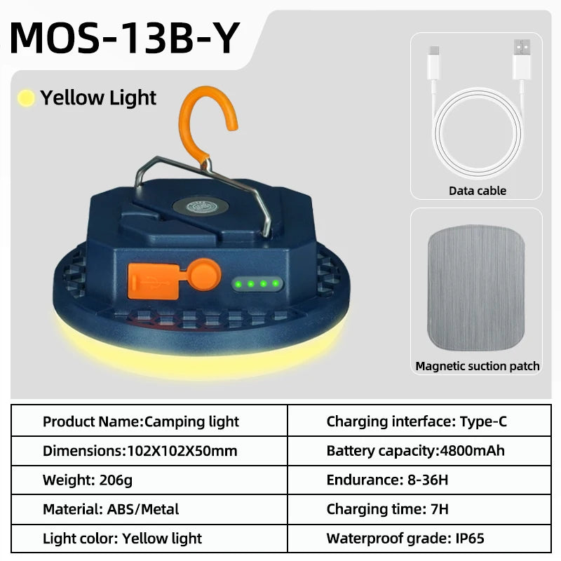 MOSLIGHTING Rechargeable Camping Lantern — 600LM/800LM, Dual Colour, Power Bank | Tent Lamp & Emergency Light