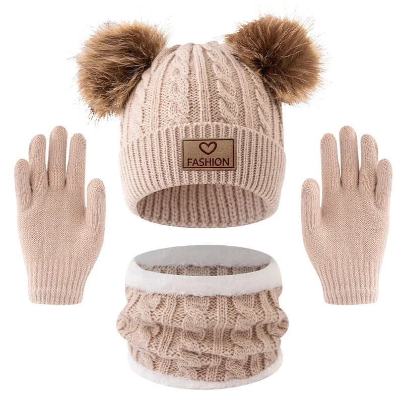 3-Piece Kids Winter Hat, Neck Warmer & Gloves Set | Cute & Warm for Boys and Girls Ages 2–12