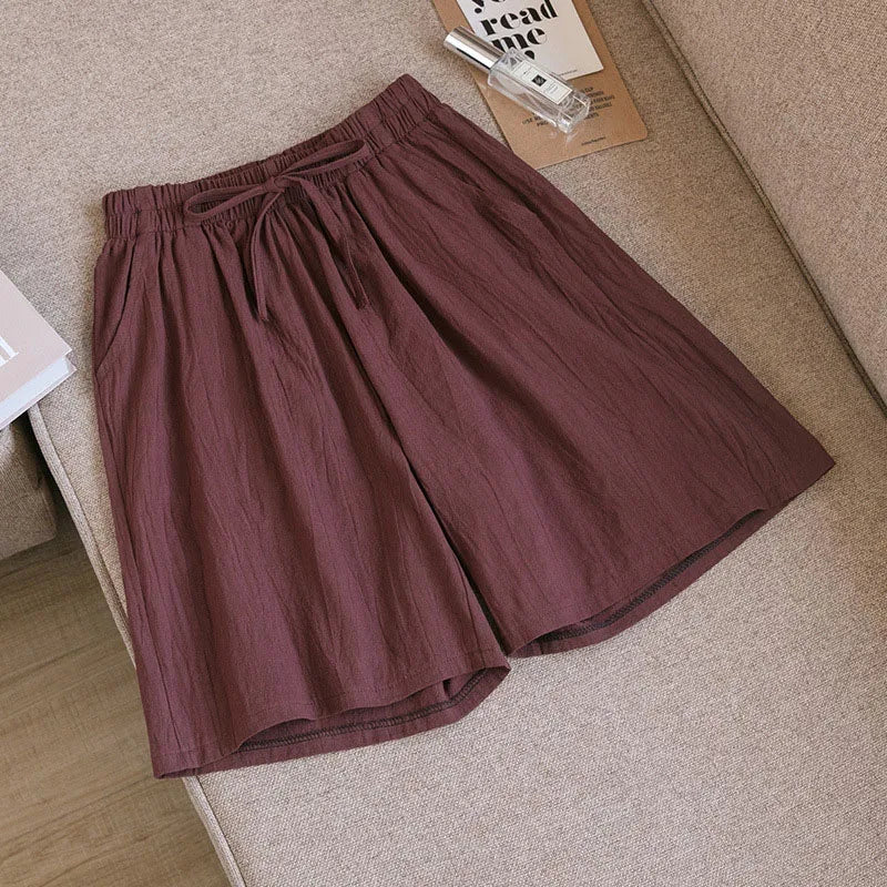 Women's Cotton Linen Wide Leg Shorts – High Waist Casual Knee-Length | M–XXXL