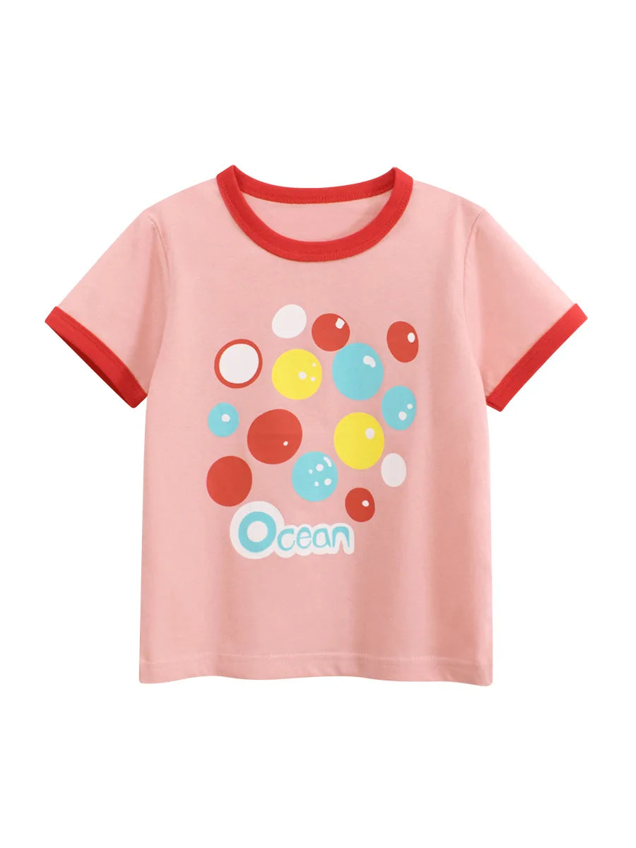 Girls Printed T-Shirt | Short Sleeve Summer Top | Ages 2–8 | Cotton