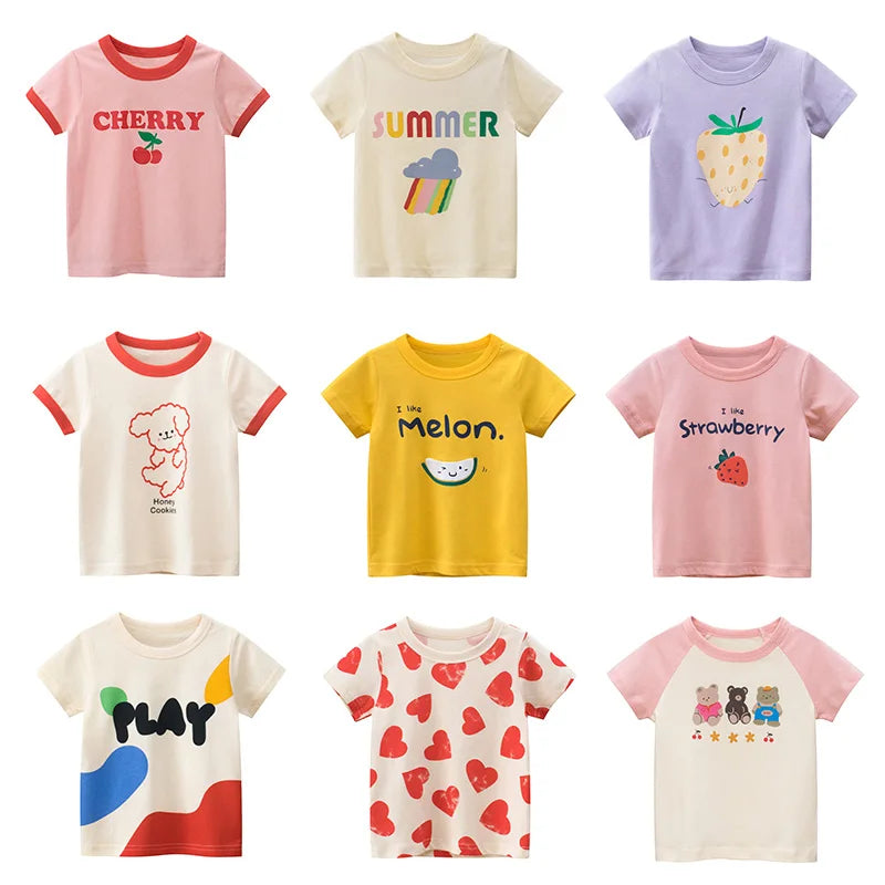 Girls Printed T-Shirt | Short Sleeve Summer Top | Ages 2–8 | Cotton