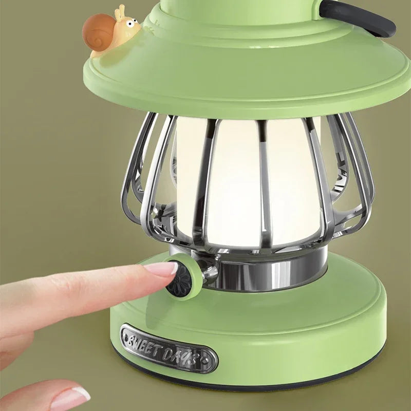 Retro LED Camping Lamp – USB-C Rechargeable, 3 Colour Modes & Stepless Dimming
