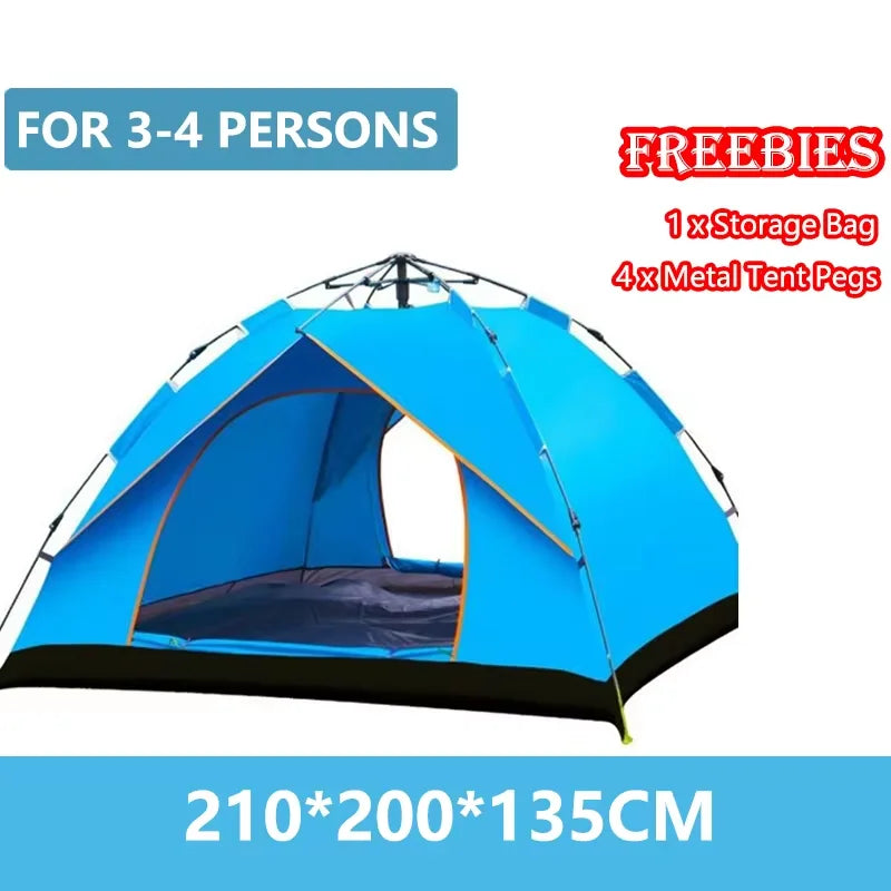 Goture Pop-Up Camping Tent – 3–4 Person Waterproof Automatic Tent | 210×200×135cm