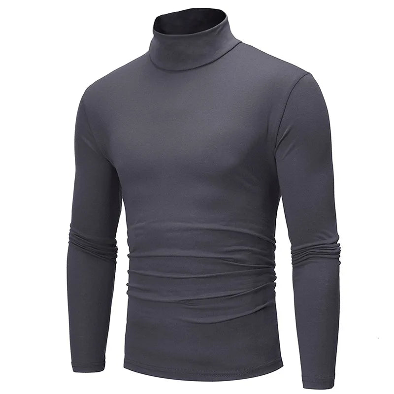 Men's Thermal Long Sleeve Top – Slim Fit High Neck Base Layer for Winter