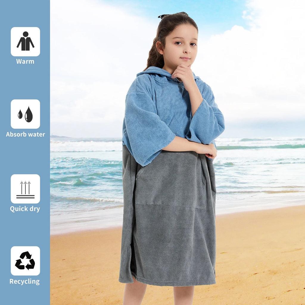Kids Changing Towel Robe – Quick-Dry Microfibre Surf Poncho for Beach & Pool