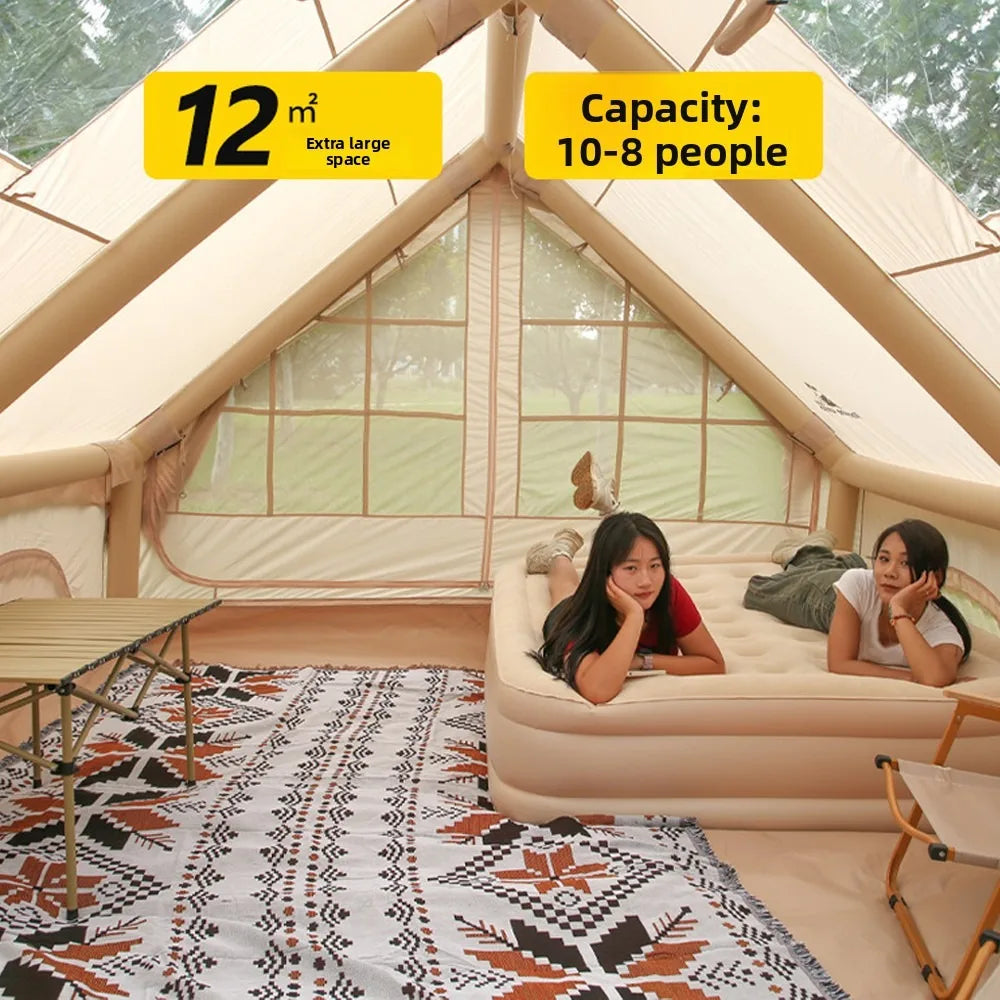 Large Inflatable Camping Tent – 4–8 Person Quick Setup, Windows & Water-Resistant | Four Season