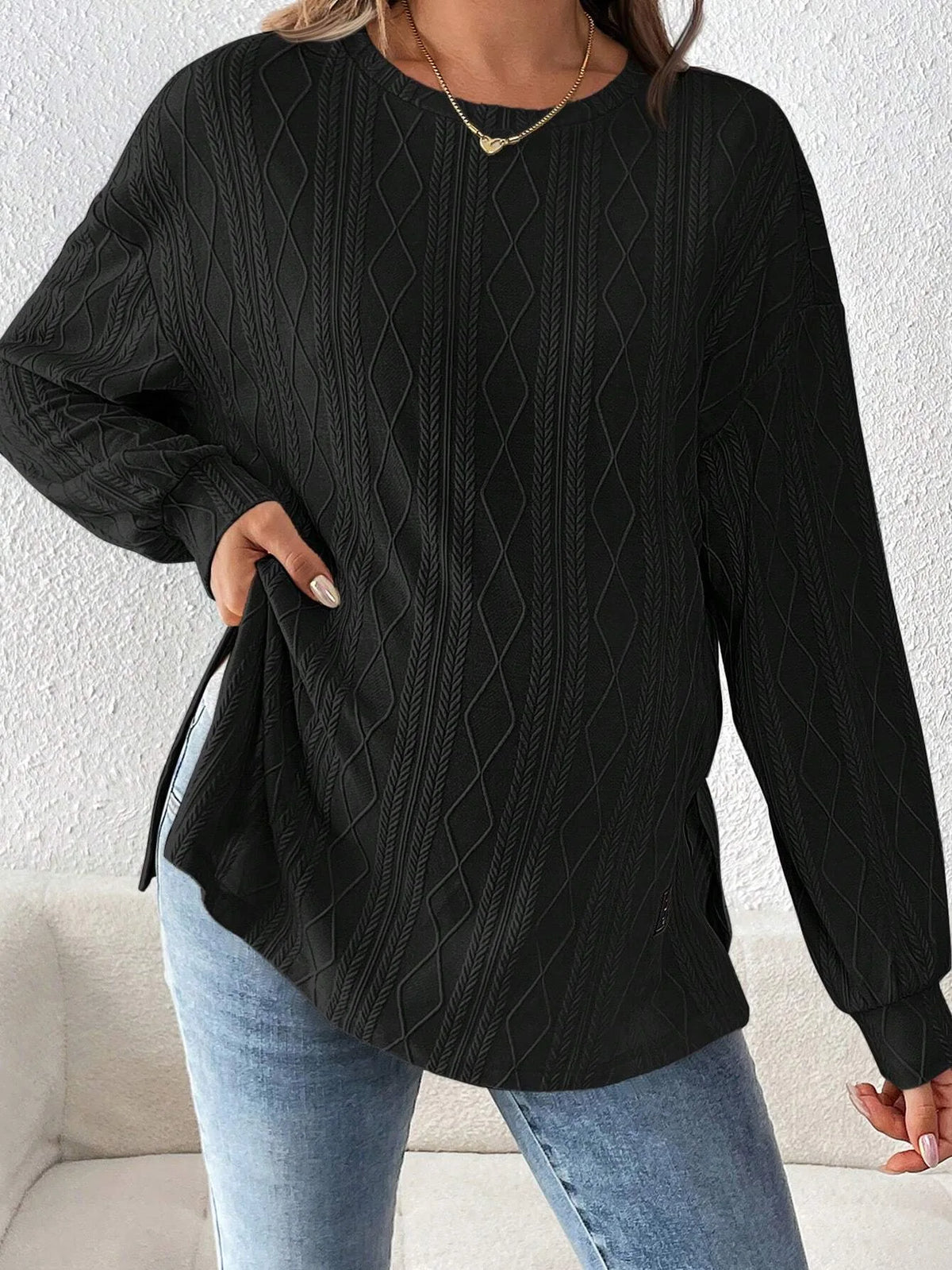 Maternity Long Sleeve Round-Neck T-Shirt – Comfortable Pregnancy Top | S–XXL