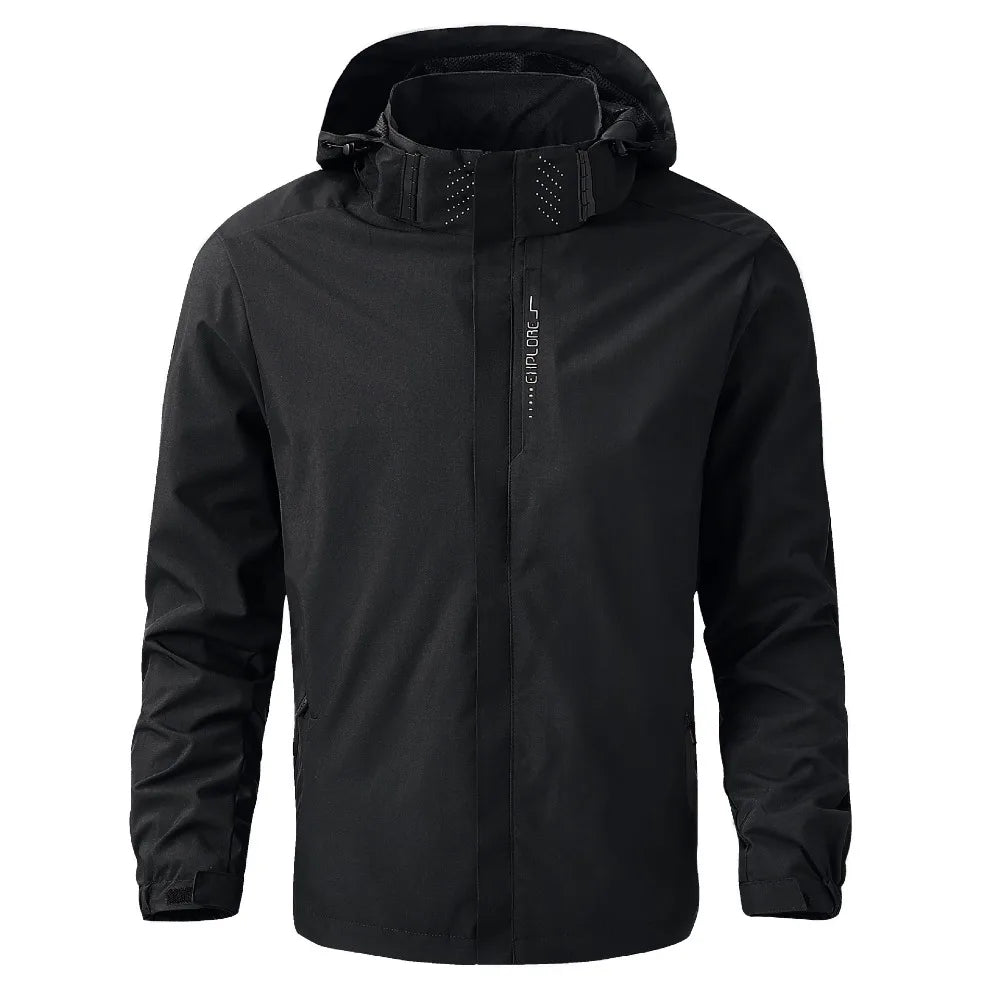Men's Waterproof Rain Jacket – Lightweight Hooded Windproof Outdoor Raincoat