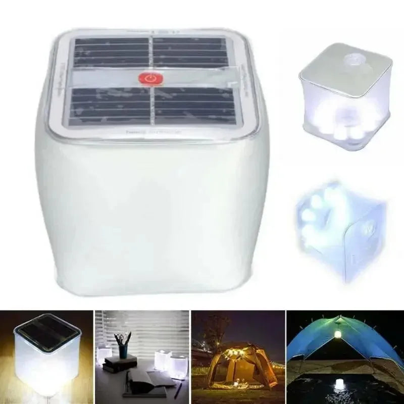 Solar Inflatable Camping Light – LED Lantern with Frosted Panel for Hiking, Camping & Emergencies