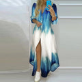 Women's Printed Shirt Dress – Lapel, Long Irregular Hem | S–XL