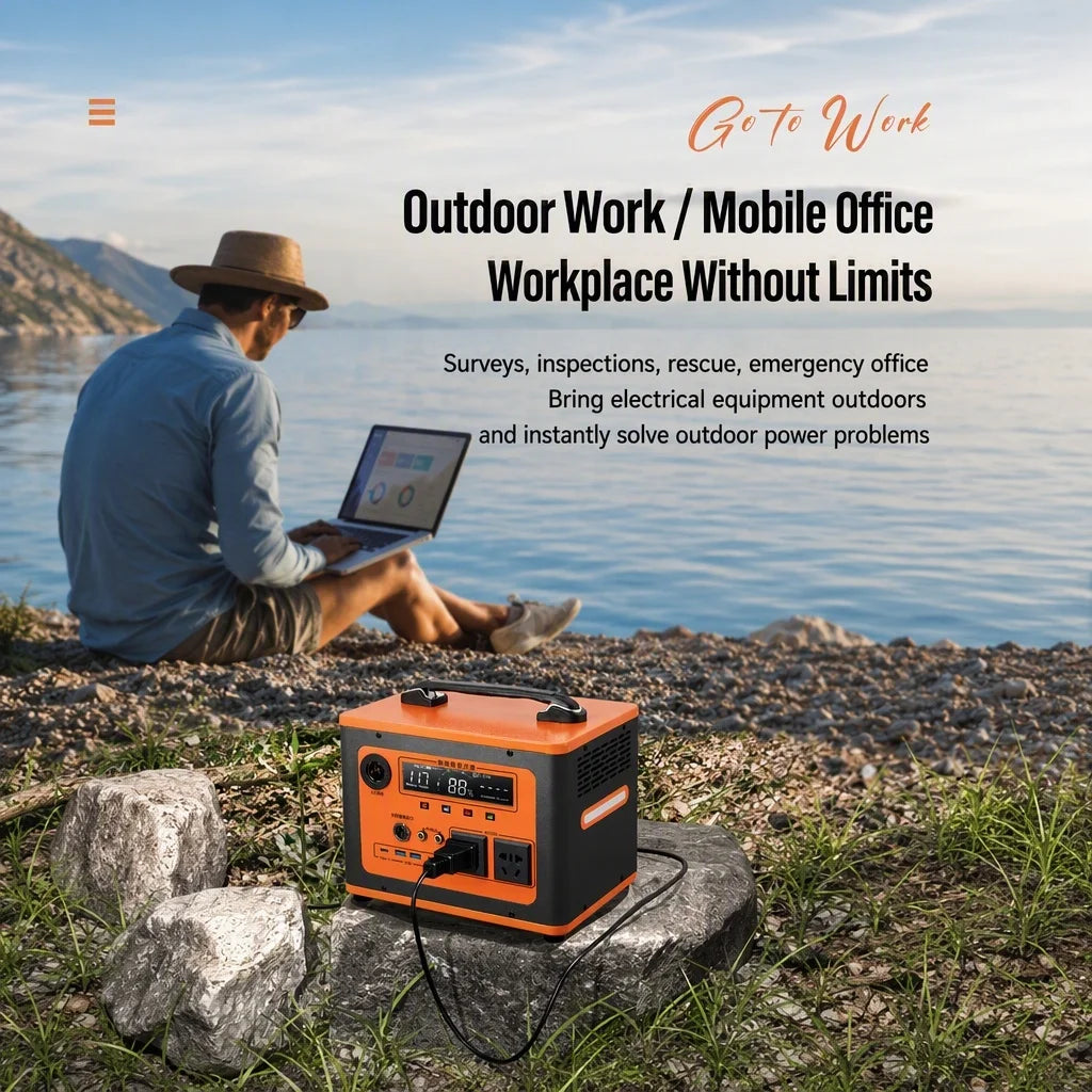Portable Power Station – LiFePO4 Solar Generator 800W–1500W with Pure Sine Wave & Fast AC Charging