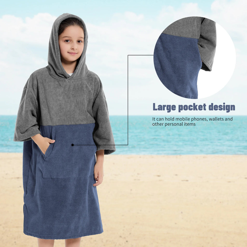 Kids Changing Towel Robe – Quick-Dry Microfibre Surf Poncho for Beach & Pool