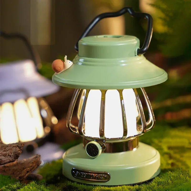 Retro LED Camping Lamp – USB-C Rechargeable, 3 Colour Modes & Stepless Dimming