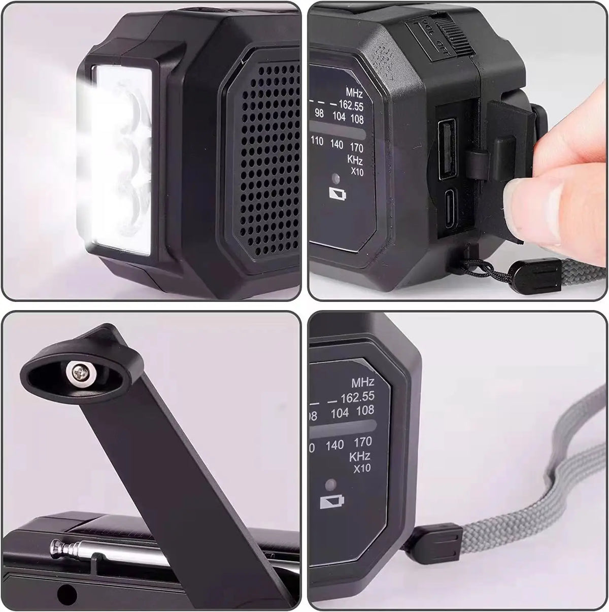 Portable Solar Emergency Radio | Hand Crank, AM/FM, USB Charger & Blackout Kit