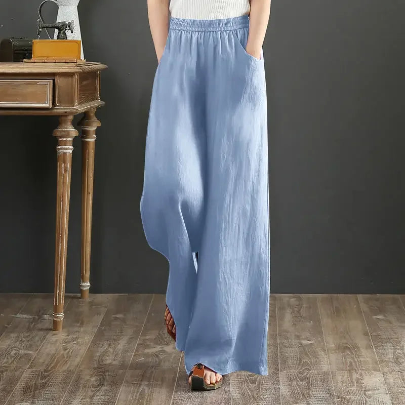 Women's Linen Baggy High Waist Trousers – Loose Elegant Slacks | S–3XL