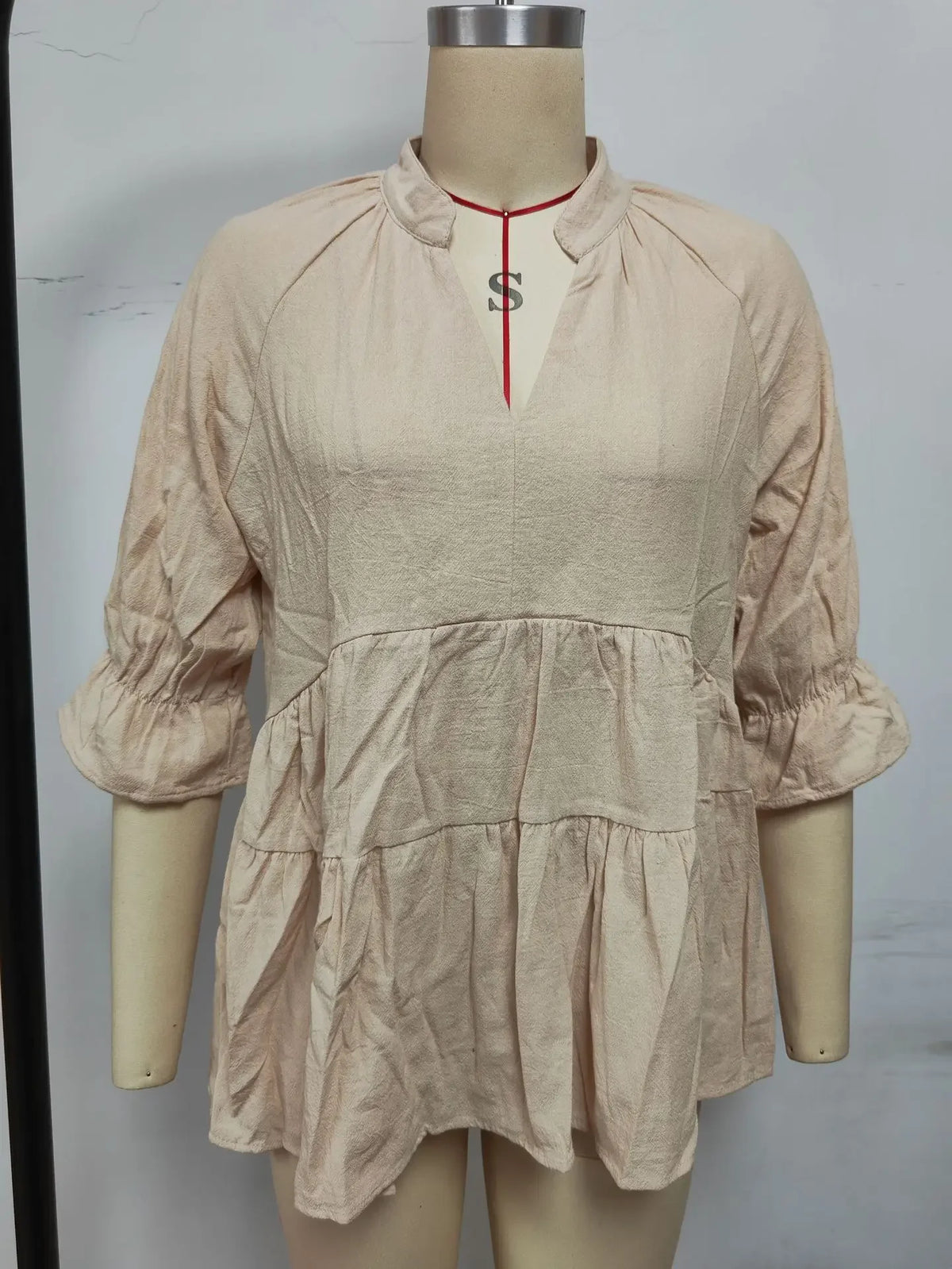 Women's V-Neck Pleated Loose Blouse – Casual Spring Summer Short Top | S–XXL