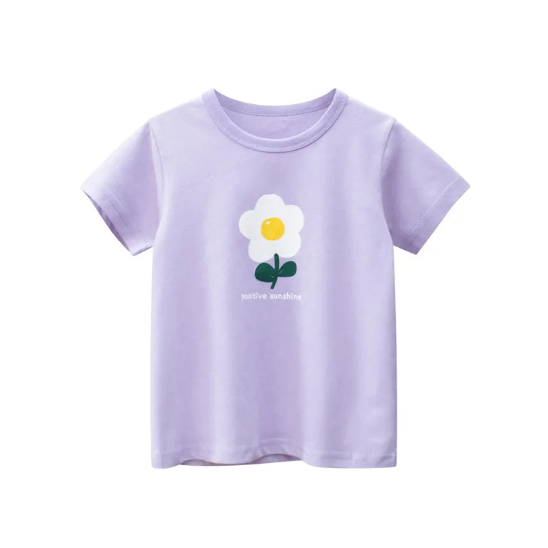 Girls Printed T-Shirt | Short Sleeve Summer Top | Ages 2–8 | Cotton
