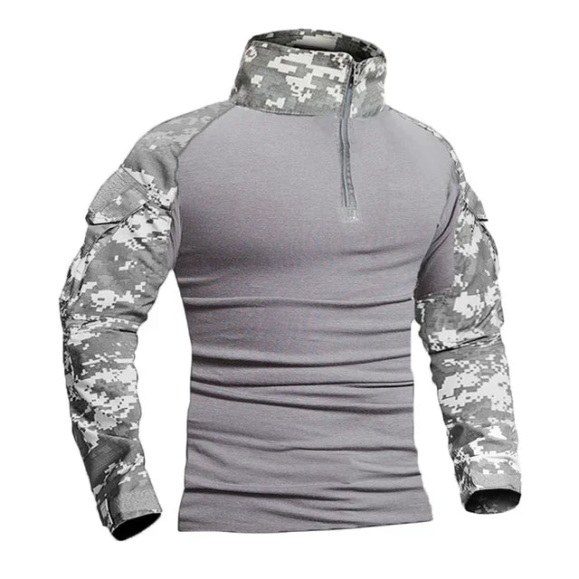 Men's Tactical Military Long Sleeve Hiking T-Shirt — Moisture-Wicking, CP Camo Style | Hunting, Climbing & Outdoor