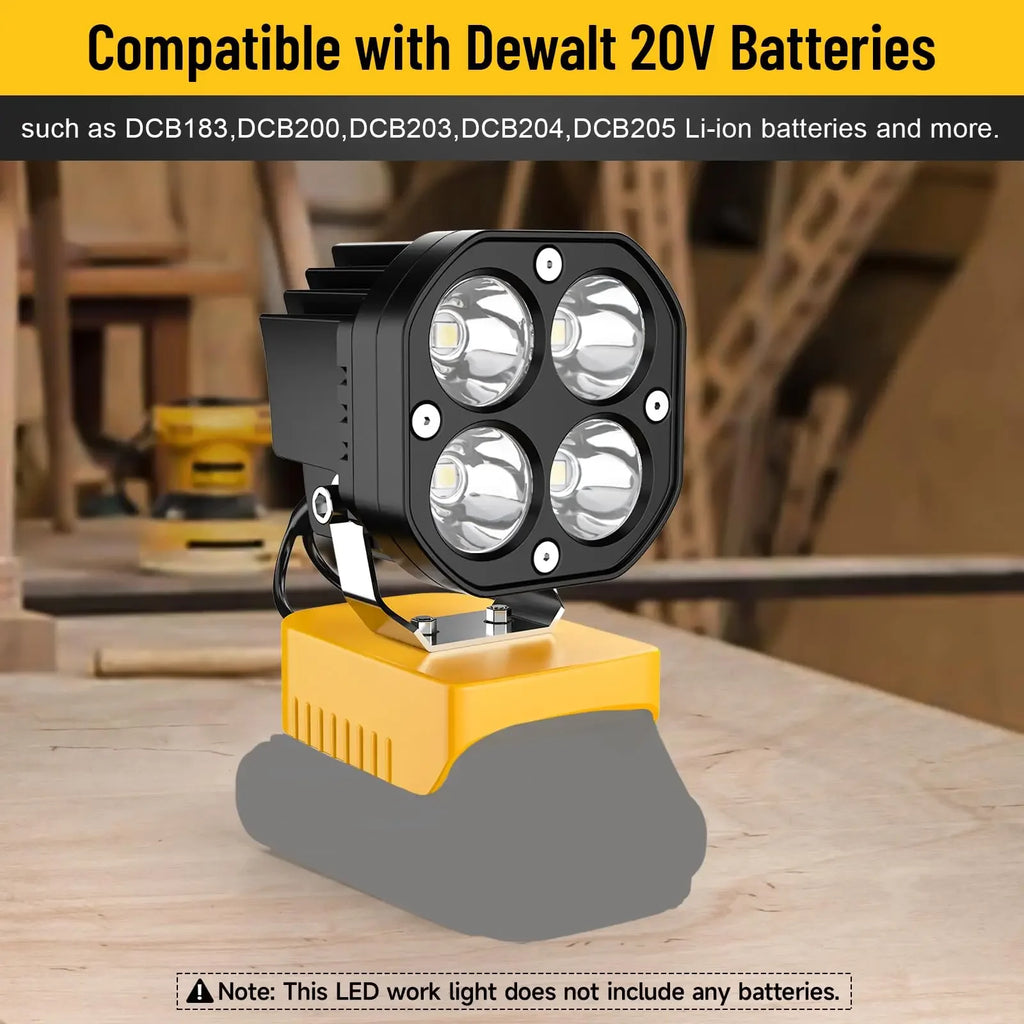 40W Portable LED Camping Work Light – 6000LM Cordless Battery-Powered Flood Light
