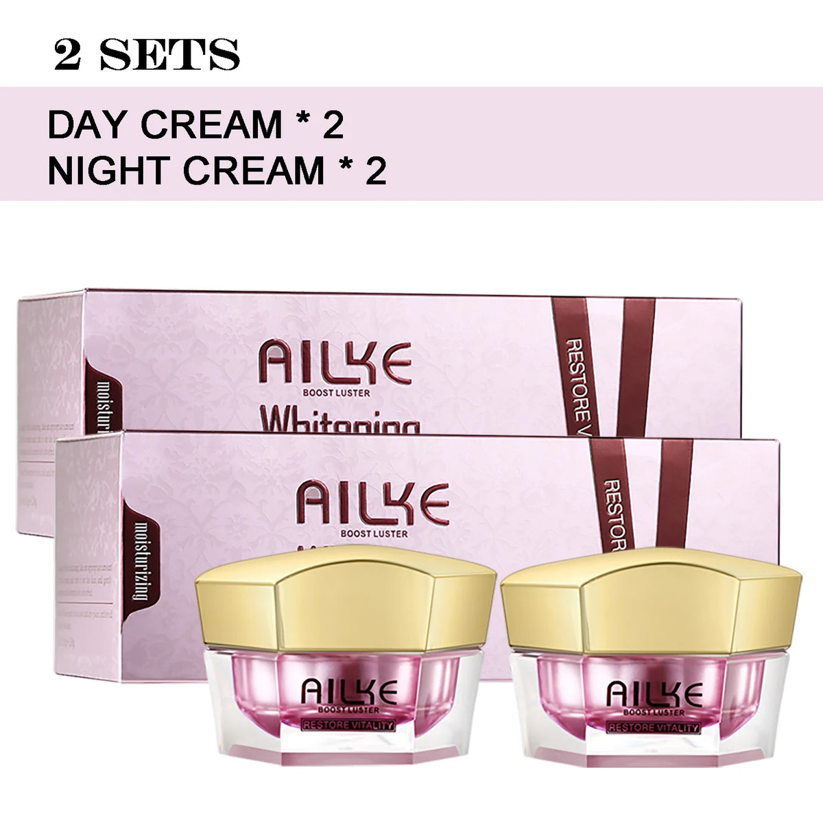 AILKE Hyaluronic Acid Whitening & Anti-Wrinkle Face Cream Set – All Skin Types