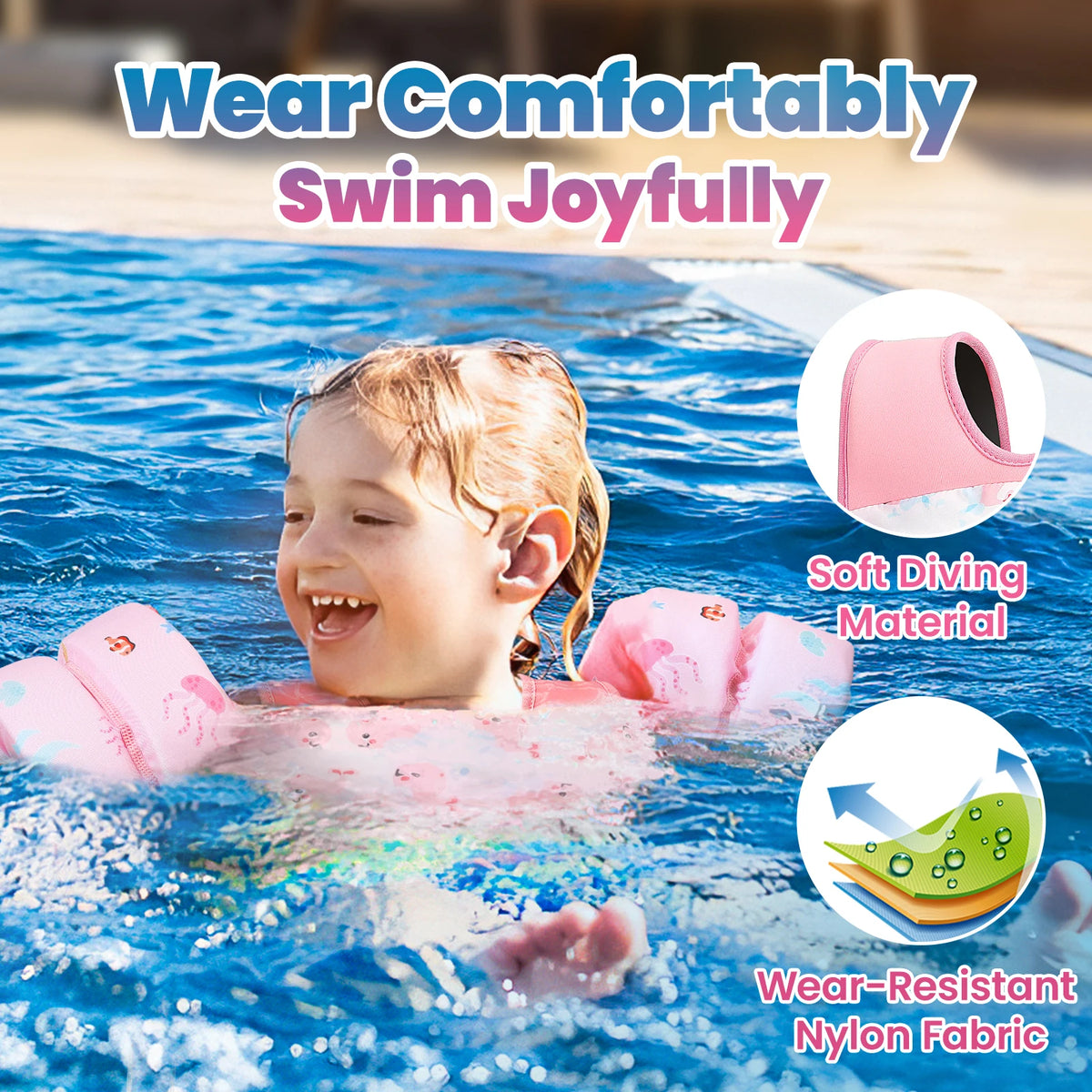 Kids Foam Life Vest & Swim Float | Children's Safety Swim Jacket with Whistle for Ages 3–13