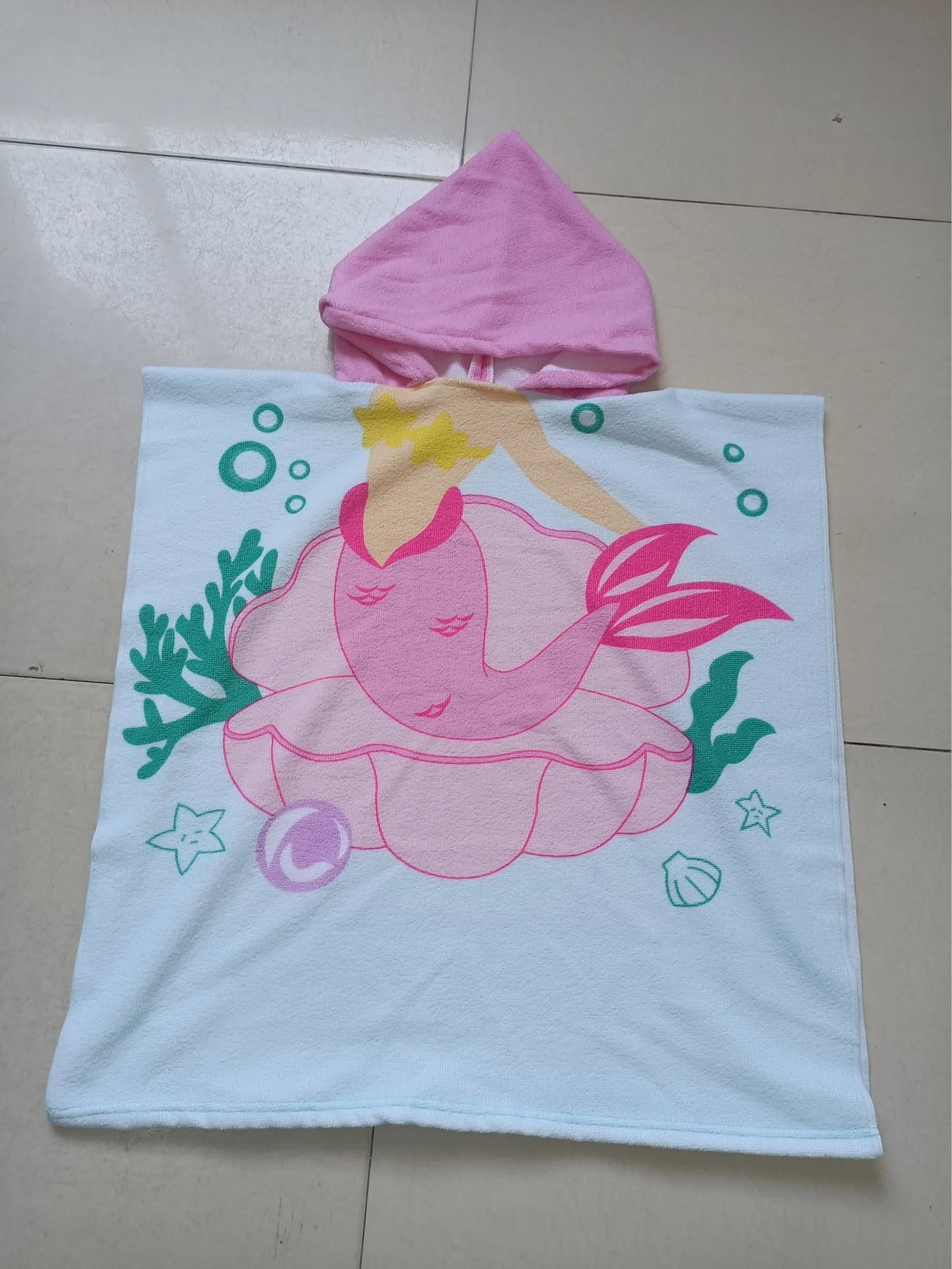 Kids Hooded Beach Towel Poncho – Microfibre Swim Cover for Girls 2–6 Years