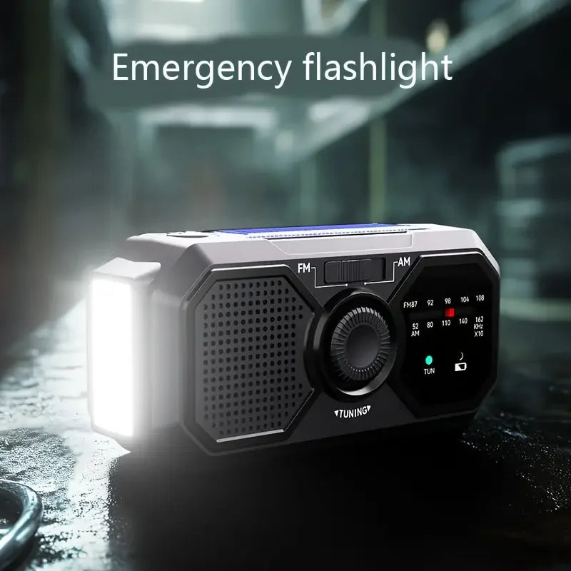 Portable Solar Emergency Radio | Hand Crank, AM/FM, USB Charger & Blackout Kit
