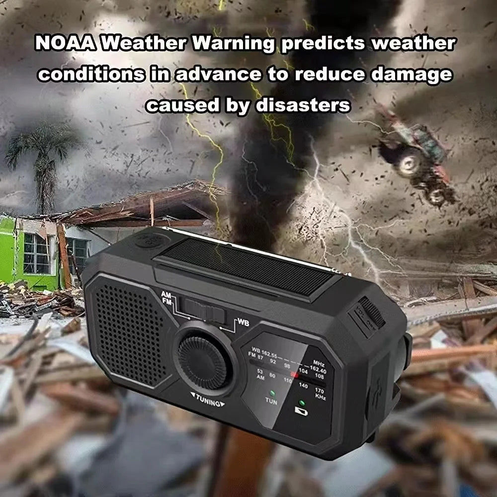 Portable Solar Emergency Radio | Hand Crank, AM/FM, USB Charger & Blackout Kit