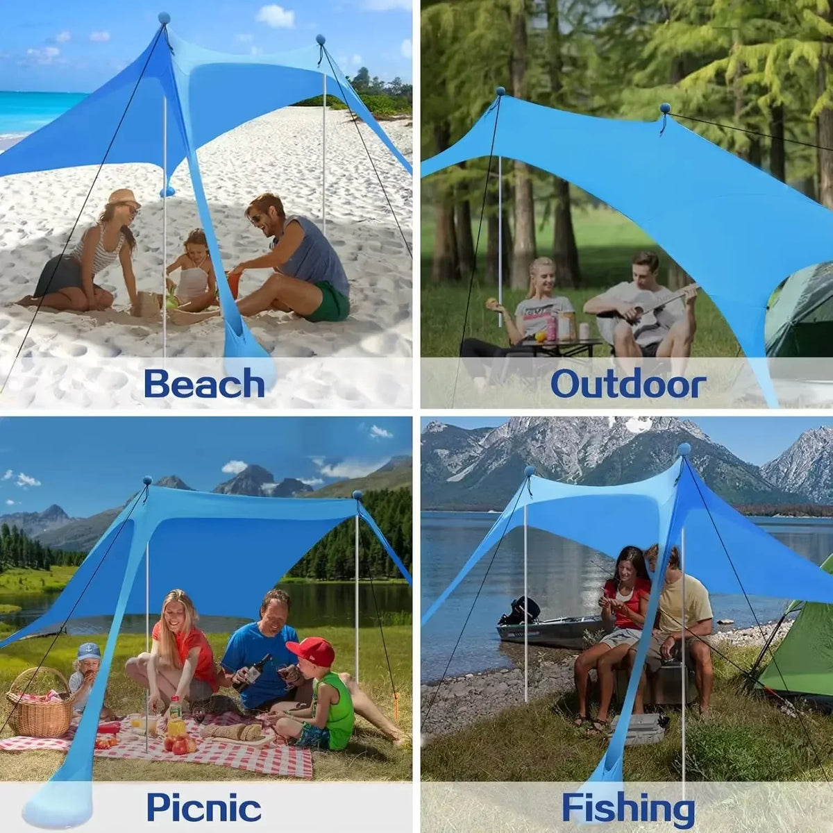 Windproof Beach Canopy & Sun Shade Awning – UV Protection | 1–3 People