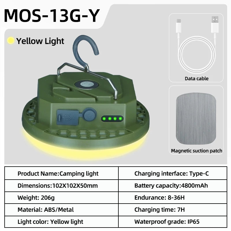 MOSLIGHTING Rechargeable Camping Lantern — 600LM/800LM, Dual Colour, Power Bank | Tent Lamp & Emergency Light
