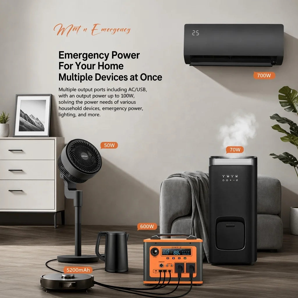 Portable Power Station – LiFePO4 Solar Generator 800W–1500W with Pure Sine Wave & Fast AC Charging