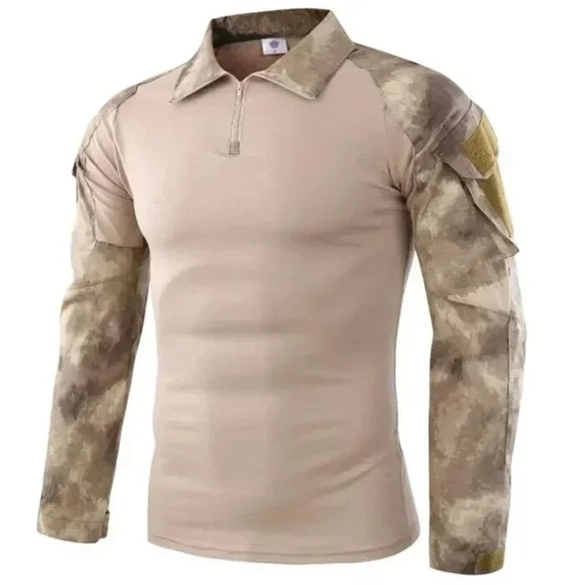 Men's Tactical Military Long Sleeve Hiking T-Shirt — Moisture-Wicking, CP Camo Style | Hunting, Climbing & Outdoor