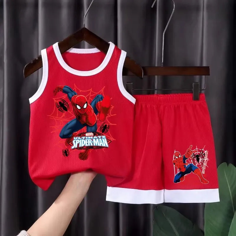 2026 Summer Boys Breathable Vest & Shorts Set | Cartoon Sleeveless Two-Piece Kids Casual Outfit