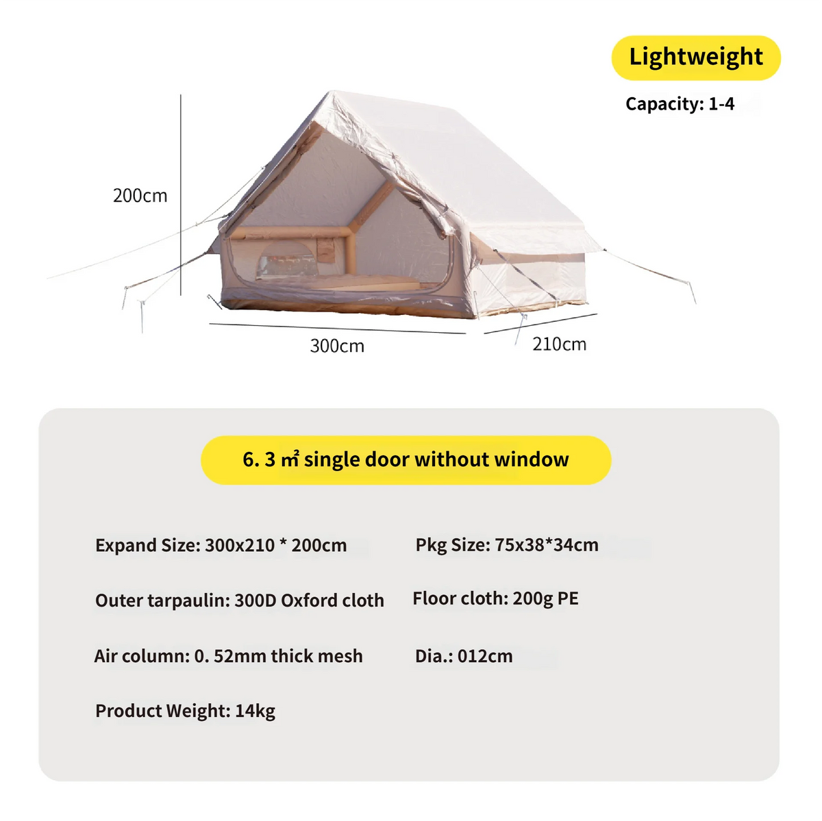Large Inflatable Camping Tent – 4–8 Person Quick Setup, Windows & Water-Resistant | Four Season
