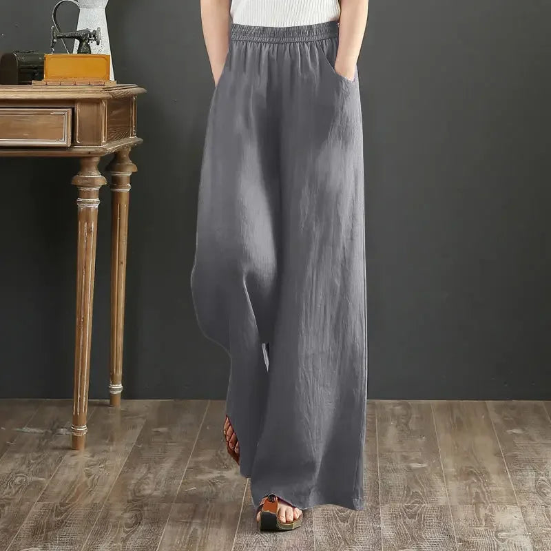 Women's Linen Baggy High Waist Trousers – Loose Elegant Slacks | S–3XL
