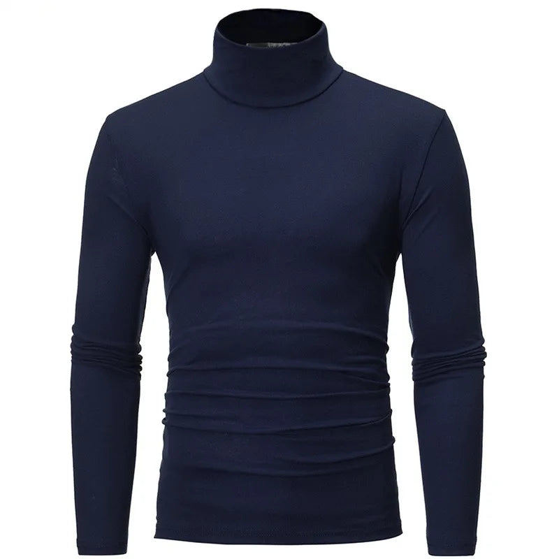 Men's Thermal Long Sleeve Top – Slim Fit High Neck Base Layer for Winter