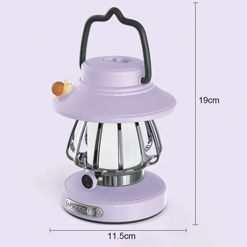 Retro LED Camping Lamp – USB-C Rechargeable, 3 Colour Modes & Stepless Dimming