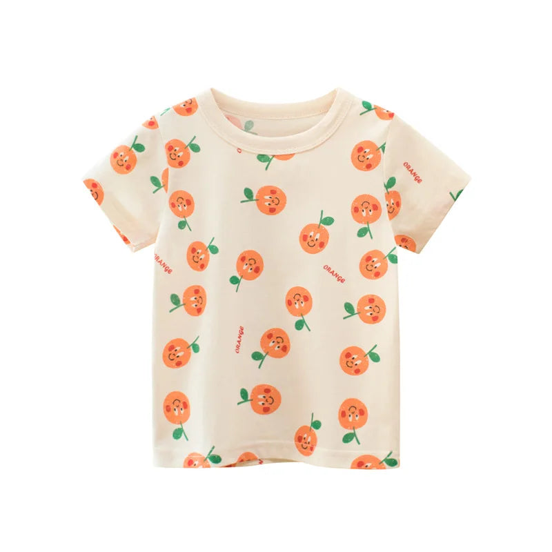 Girls Printed T-Shirt | Short Sleeve Summer Top | Ages 2–8 | Cotton