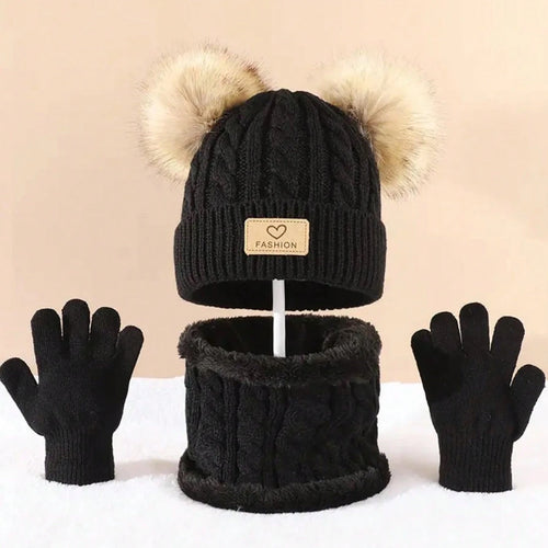 3-Piece Kids Winter Hat, Neck Warmer & Gloves Set | Cute & Warm for Boys and Girls Ages 2–12
