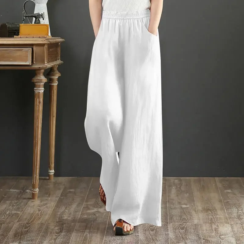Women's Linen Baggy High Waist Trousers – Loose Elegant Slacks | S–3XL