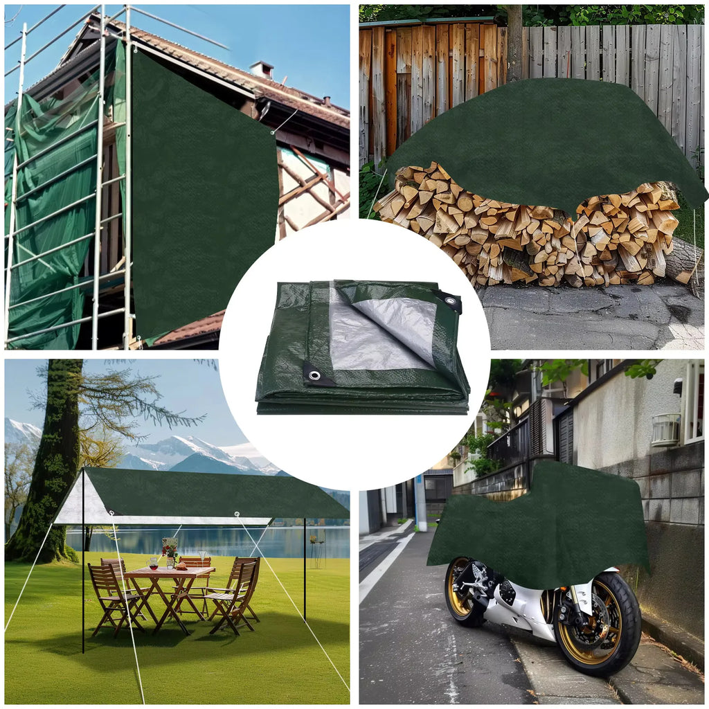 Large Waterproof PE Tarp – Camping Shade Sail, Canopy & Sun Shelter (2–5m Sizes)