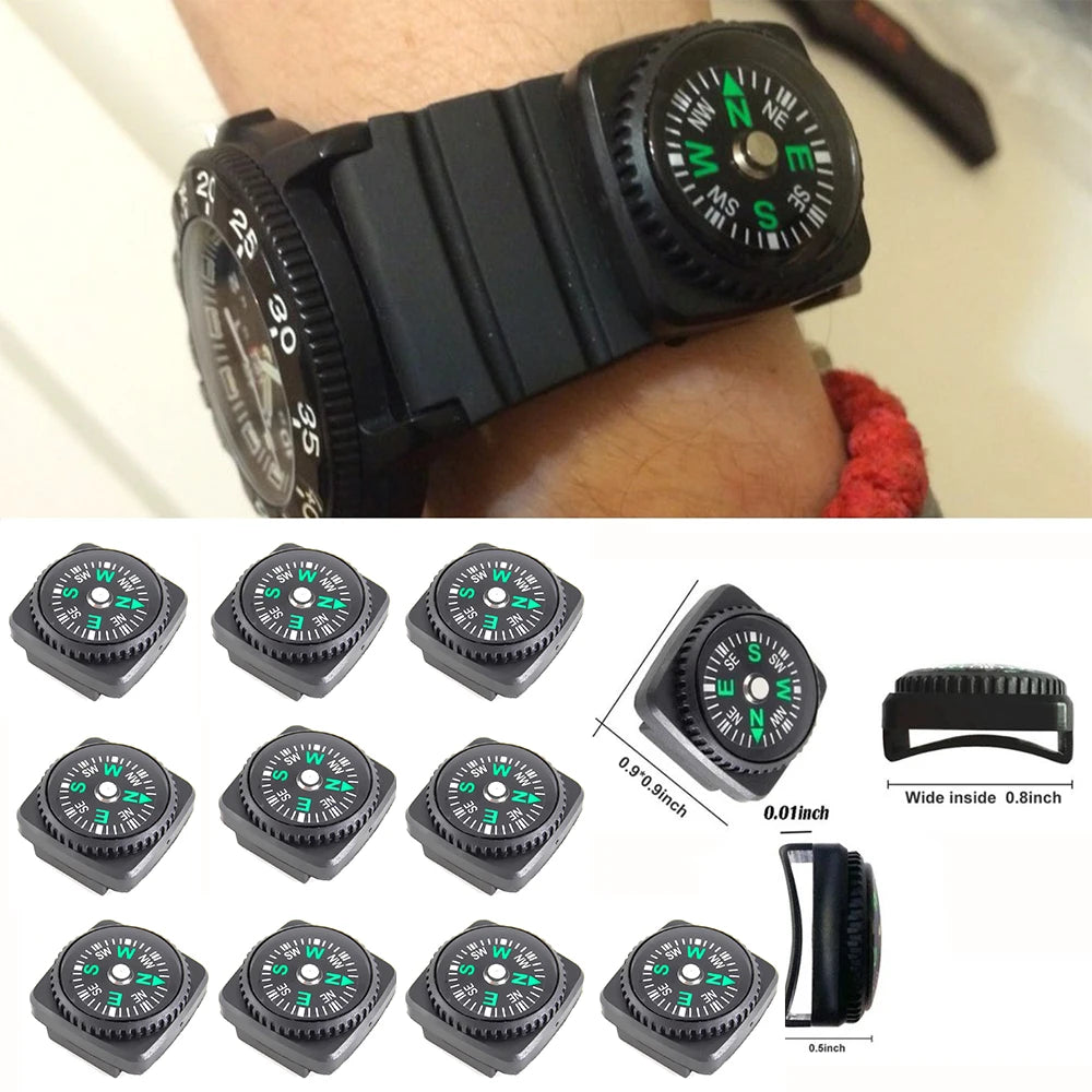 Mini Wristband Compass — Pack of 10 | Outdoor Survival Navigation Tool