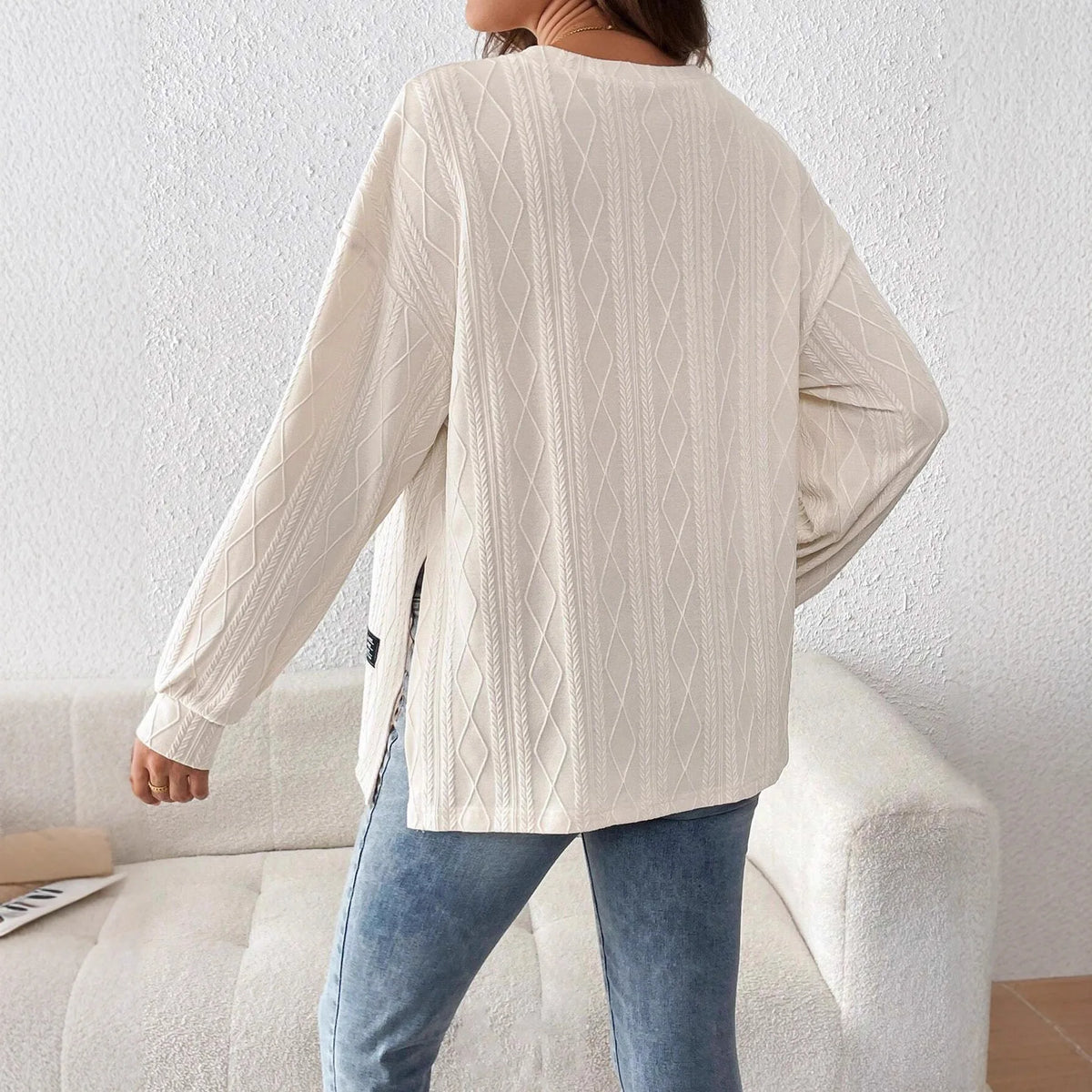 Maternity Long Sleeve Round-Neck T-Shirt – Comfortable Pregnancy Top | S–XXL