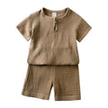 Kids Summer Cotton Linen Clothing Set | Short Sleeve Top & Shorts for Boys & Girls Ages 2–7